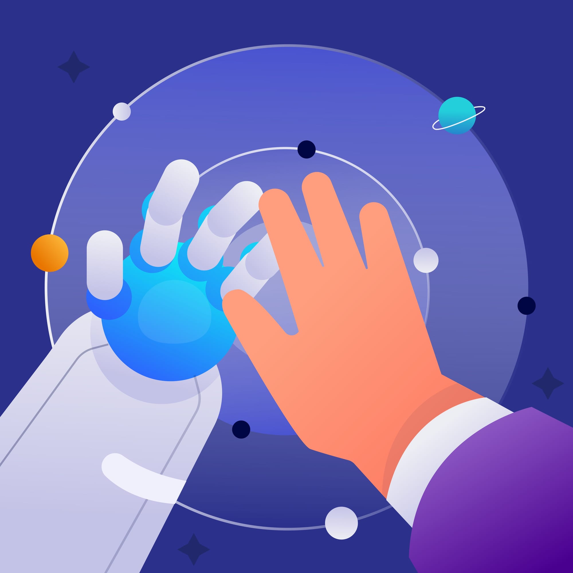 human and ai collaborating