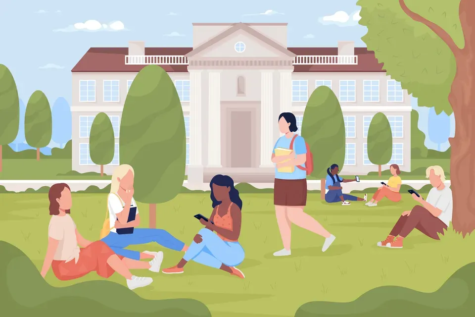 students in a college campus